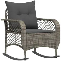 vidaXL Garten-Schaukelstuhl mit Kissen Grau Poly Rattan