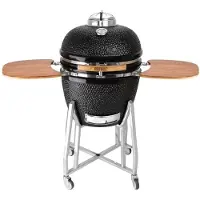 Gastronoble Kamado Keramik Grill mit Rädern, klappbaren Beistelltischen und Temperaturanzeige, 118x133x76cm