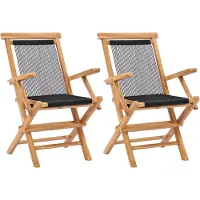 vidaXL Klappstühle, 2 Stück, aus massivem Teakholz und Seil