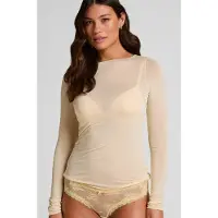 Hunkemoller Super Soft Shirt aus Kaschmir-Mix mit U-Boot-Ausschnitt Gelb