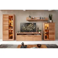 Freiraum Wohnwand >Nature One< 4-teilig, mit LED, in Kernbuche teimassiv - 390x203x45cm (B/H/T)
