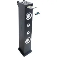 Inovalley HP49CD Bluetooth Karaoke Sound Tower mit CD-Player, 100W, FM, USB, SD/MMC & AUX-in, 2 Mikrofone, Fernbedienung, Schwarz