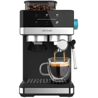 Cecotec Power Espresso 20 Grind, Espressomaschine, 1,7 l, Gemahlener Kaffee, Eingebautes Mahlwerk, 1350 W, Schwarz, Edelstahl