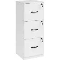Helloshop26 Büroschrank - - 3 abschließbare Schubladen - Druckerhalterung - Wolkenweiß - 40x41x103 cm