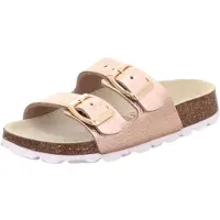Superfit Pantolette "WMS: mittel", Damen, Gr. 24, ungefüttert, rosa (bronzefarben), Lederimitat, Schuhe Pantolette, Schlappen, Hausschuh mit Schnallen, Größenschablone zum Download