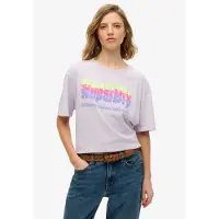 Superdry Rundhalsshirt "SU-NEON RAINBOW OVERSIZED TEE" Oversize-Passform, aus Baumwolle, bedruckte Optik, mit kurzem Ärmel