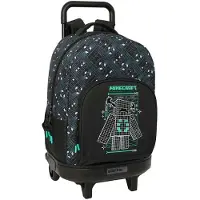 Safta Compact Extraible Minecraft Screen 33l 45x33x22 Cm Rucksack Mit Rollen Grün,Schwarz Kinder Grün,Schwarz One Size