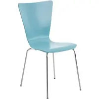 CLP Besucherstuhl Aaron mit ergonomisch geformten Holzsitz und Metallgestell hellblau