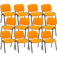 CLP 12er Set Besucherstuhl Ken Stoff stapelbar und mit gepolsterter Rückenlehne orange