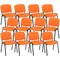 CLP 12er Set Besucherstuhl Ken Kunstleder mit robustem Metallgestell und gepolsterter Rückenlehne orange