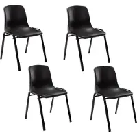 CLP 4er Set Stapelstuhl Nowra Kunststoff stapelbar und mit modernem Design schwarz