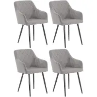 CLP 4er Set Esszimmerstuhl Shila Gesteppt grau Material Samt