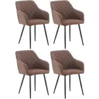 CLP 4er Set Esszimmerstuhl Shila Gesteppt | Farbe braun Material Stoff