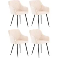 CLP 4er Set Esszimmerstuhl Shila Gesteppt | Farbe beige Material Samt