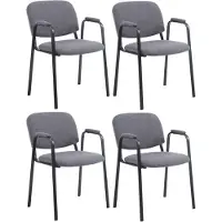 CLP 4er Set Stapelstühle Ken Pro Stoffbezug gepolstert mit Armlehnen bis 150 kg grau