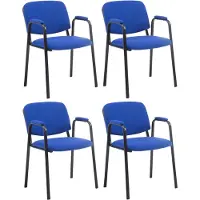 CLP 4er Set Stapelstühle Ken Pro Stoffbezug gepolstert mit Armlehnen bis 150 kg blau