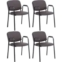 CLP 4er Set Stapelstühle Ken Pro Kunstleder gepolstert mit Armlehnen bis 150 kg braun