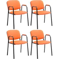 CLP 4er Set Stapelstühle Ken Pro Kunstleder gepolstert mit Armlehnen bis 150 kg orange