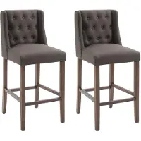 CLP 2er Set Barhocker Cassandra Stoff mit gestepptem Bezug dunkelgrau Gestell Farbe antik-dunkel