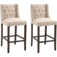 CLP 2er Set Barhocker Cassandra Stoff mit gestepptem Bezug creme Gestell Farbe antik-dunkel