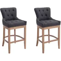 CLP 2er Set Barhocker Lakewood Stoff gepolstert dunkelgrau Gestell Farbe antik-hell