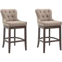 CLP 2er Set Barhocker Lakewood Stoff gepolstert | Farbe taupe Gestell Farbe antik