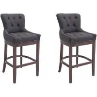CLP 2er Set Barhocker Lakewood Stoff gepolstert dunkelgrau Gestell Farbe antik