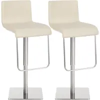 CLP 2er Set Barhocker Limon Kunstlederbezug drehbar und höhenverstellbar bis 240 kg creme Gestell Farbe edelstahl