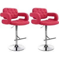 CLP 2er Set Barhocker Dublin Stoff höhenverstellbar und drehbar rot
