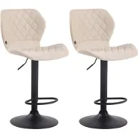 CLP 2er Set Barhocker Cork Stoff drehbar mit Höhenverstellung | Farbe creme Gestell Farbe schwarz