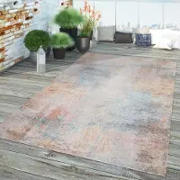 TT Home In-& Outdoor Teppich Küche Wohnzimmer Wetterfest Balkon Vintage Design Abstrakt Größe 140x200 cm