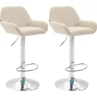 CLP 2er Set Barhocker Braga Kunstleder drehbar und höhenverstellbar creme Gestell Farbe chrom