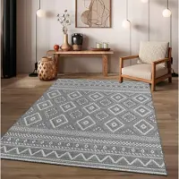 TT Home In-& Outdoor Teppich Wetterfest Balkon Küche Wohnzimmerteppich Boho Geometrisches Design Skandi Modern Größe 120 cm Rund