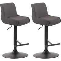 CLP 2er Set Barhocker Club Stoff drehbar und stufenlos verstellbar | dunkelgrau Farbe dunkelgrau Gestell Farbe schwarz