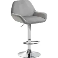 CLP Barhocker Braga Samtbezug mit Metallgestell, höhenverstellbar und drehbar | Farbe grau Gestell Farbe chrom