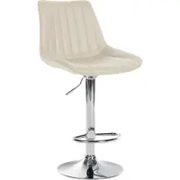 CLP Barhocker Toni Kunstleder drehbar und stufenlos höhenverstellbar | Farbe creme Gestell Farbe chrom