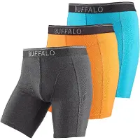 Buffalo Langer Boxer "Boxershorts für Herren" Packung, 3 Stk. mit langem Bein, ideal auch für Sport und Trekking