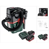 Metabo AS 18 L PC Compact Akku Sauger 18 V 6 l IPX4 Staubklasse L Nass und Trocken + 2x Akku 8,0 Ah + Ladegerät