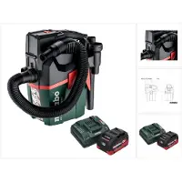 Metabo AS 18 L PC Compact Akku Sauger 18 V 6 l IPX4 Staubklasse L Nass und Trocken + 1x Akku 8,0 Ah + Ladegerät