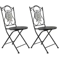 HTI Gartenstuhl 2er-Set Metall Schwarz Algier