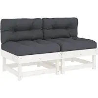 vidaXL Mittelsofas mit Kissen 2 Stk. Weiß Massivholz Kiefer