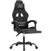 vidaXL Gaming-Stuhl mit Fußstütze Schwarz Kunstleder
