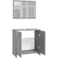 vidaXL Badmöbel-Set Grau Sonoma Holzwerkstoff