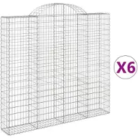 vidaXL Gabionen mit Hochbogen 6 Stk. 200x30x180/200cm Verzinktes Eisen