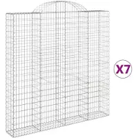 vidaXL Gabionen mit Hochbogen 7 Stk. 200x30x200/220cm Verzinktes Eisen