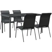 vidaXL 5-tlg. Garten-Essgruppe Schwarz Stahl und Textilene