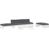 vidaXL 5-tlg. Garten-Lounge-Set mit Kissen Weiß Massivholz