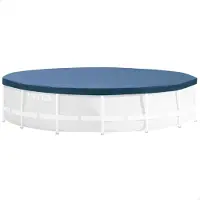 Intex Poolabdeckung Ø 457 cm Rund für Frame Pools aus PVC Winter- und Sommerabdeckplane mit Entwässerungslöchern Blau Modell 28032