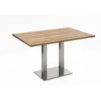 Natur24 Gartentisch Bistrox 140x95 Tischplatte Teak Recycelt Gestell Edelstahl Gebürstet