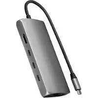 Satechi ST-P8KEM, Kabelgebunden, USB 3.2 Gen 1 (3.1 Gen 1) Type-C, 10,100,1000 Mbit/s, Grau, SD, 54,1 mm